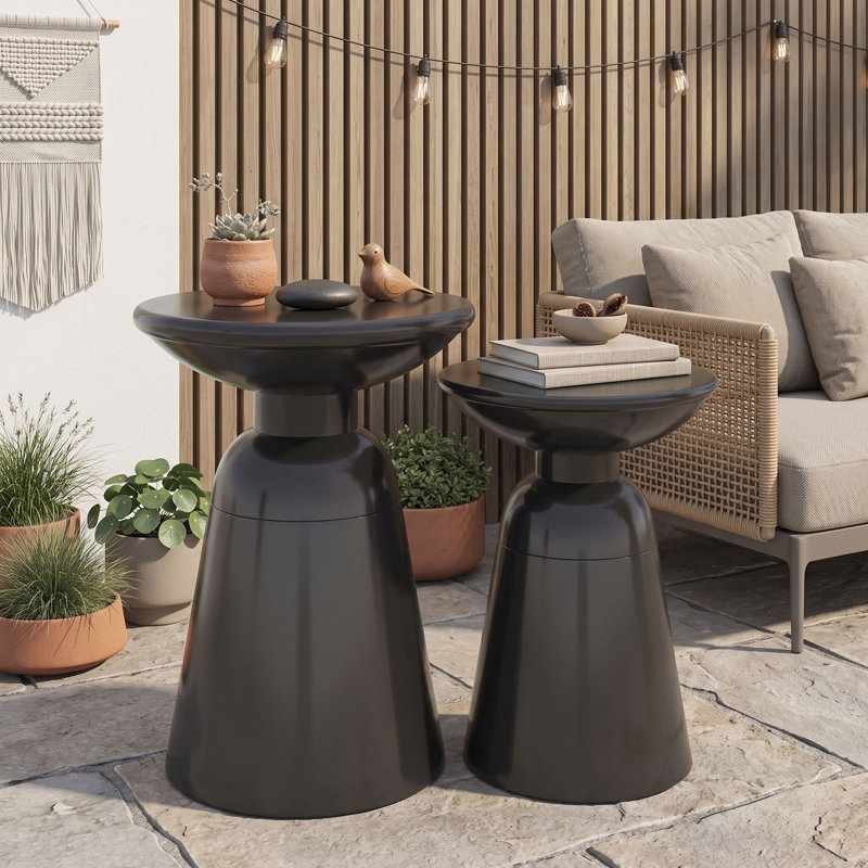 Ensemble de tables d'appoint pour l'extérieur, Noir
