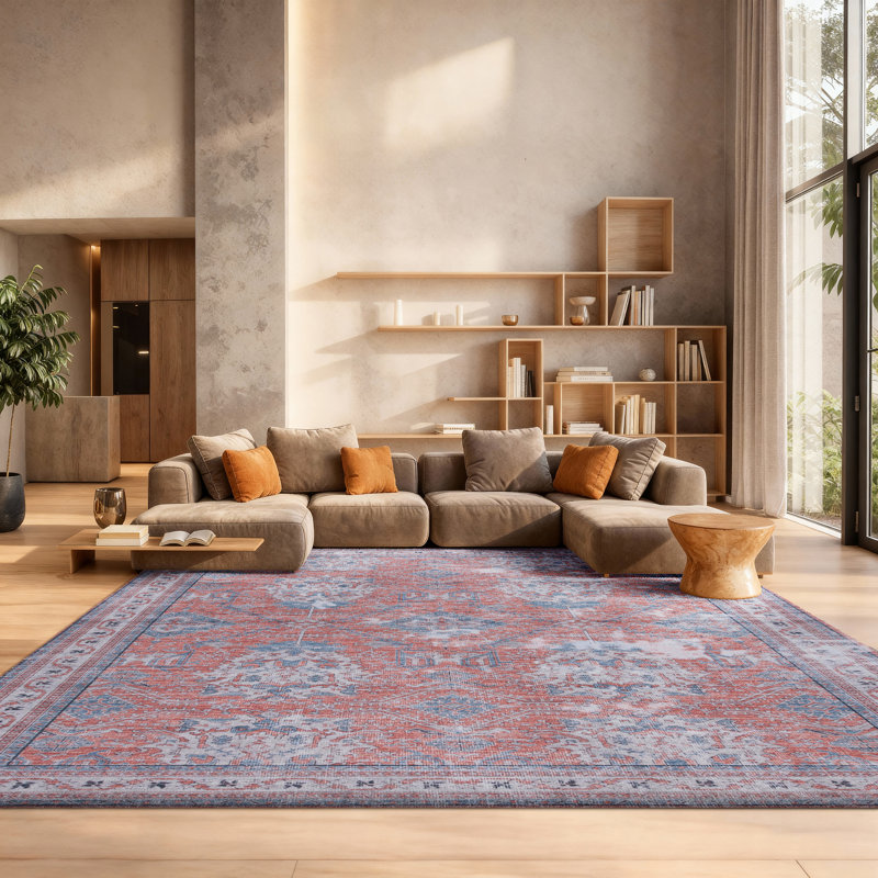 Ziebarth 188 M/W S/R Area Rug In Rust / Beige, Rectangle 8' x 10'