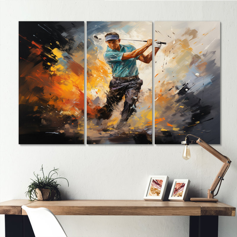 Golf Dynamic Drives II sur toile, reproduction de 3 pièces, H 28 po x l 36 po x P 1 po