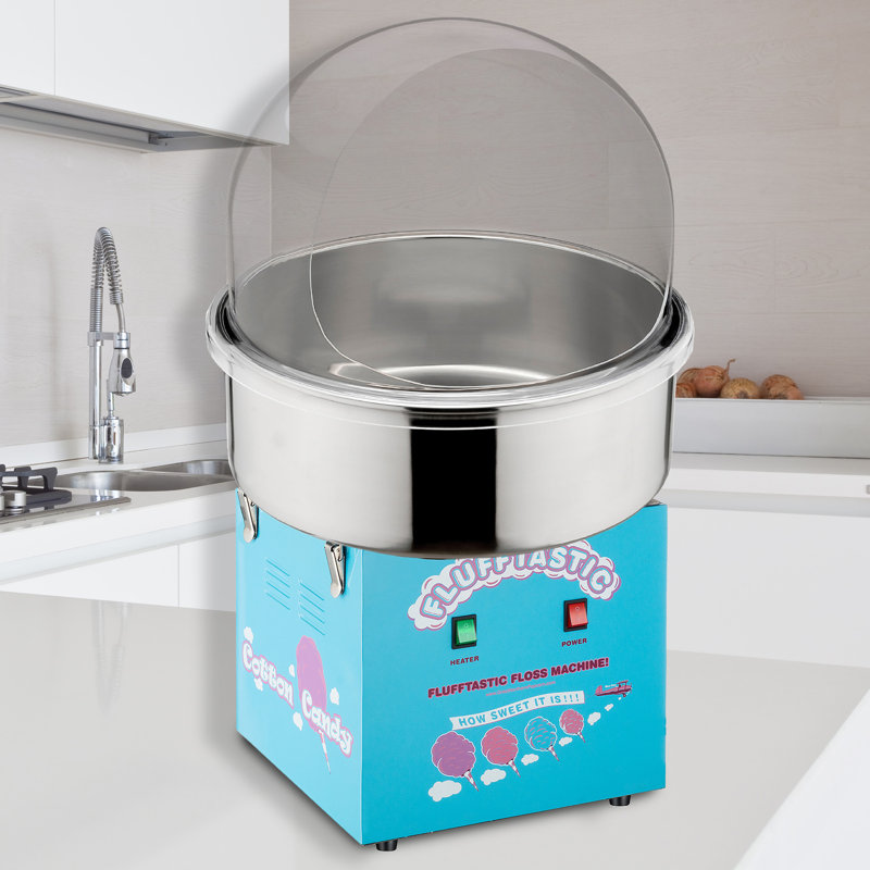 Machine à barbe à papa - Machine à barbe à papa 1000W Flufftastic avec bouclier en dôme et poêle en acier inoxydable - Machine à gâteries pour fêtes par Great Northern Popcorn (bleu)