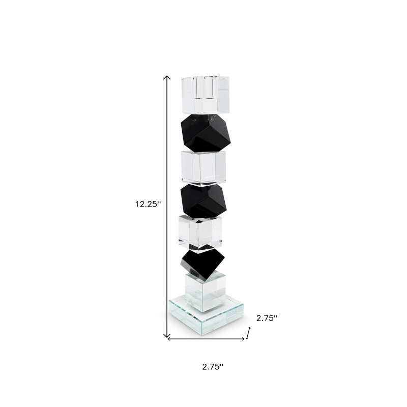 Chandelle de table 12 "en cristal noir et transparent
