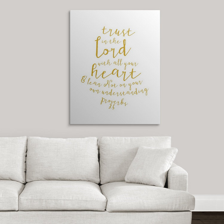 «Proverbs 3: 5 - Scripture Art», art textuel, H 10 po x l 8 po x P 1,5 po, Toile