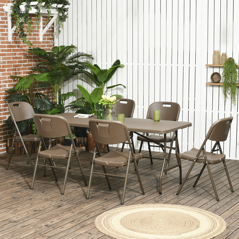 6 - Person Premium All-Weather Wicker Patio Dining Set with Rectangular Table