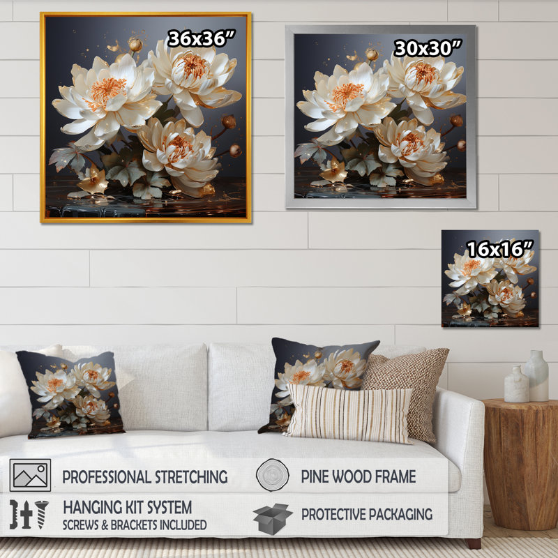 Gilded Tranquility Lotus I, reproduction d'art sur toile, Toile tendue, 36" H x 36" W