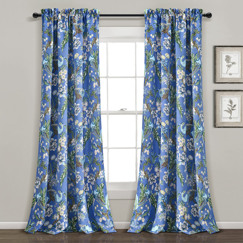 Dolores Room Darkening Pair, 52''W x 84''L, Blue/Green