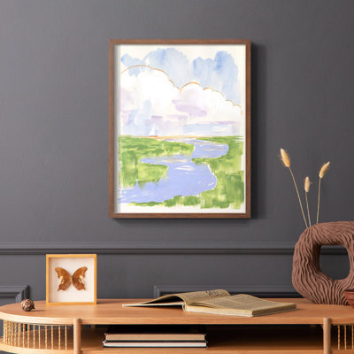 «Low Country River Vista I», reproduction encadrée - bois massif