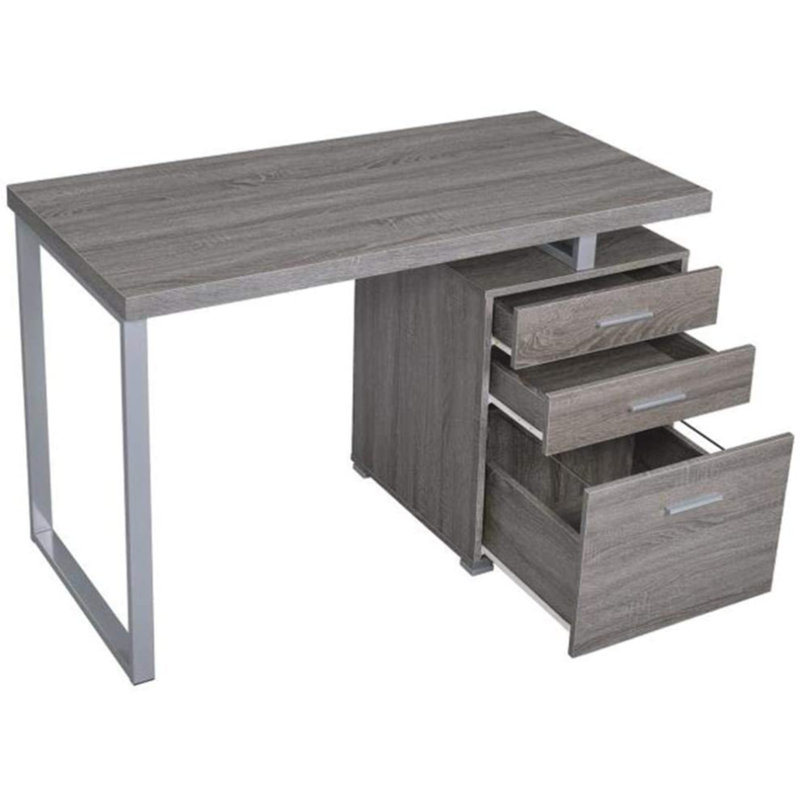 Babken Reversible Desk, Weathered Gray/Silver
