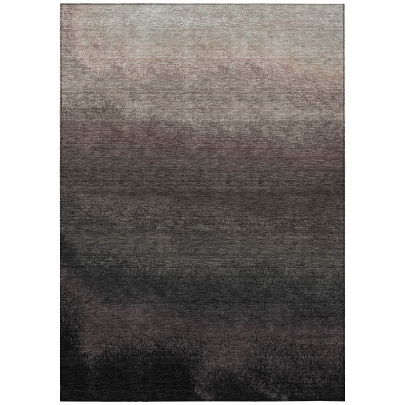 Tapis intérieur / extérieur dégradé noir et argent 9 'X 12'