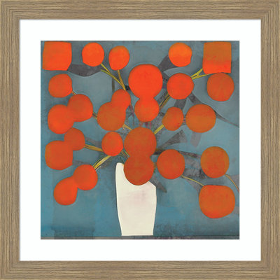 Abstract Orange Flowers Print by Elena Ray