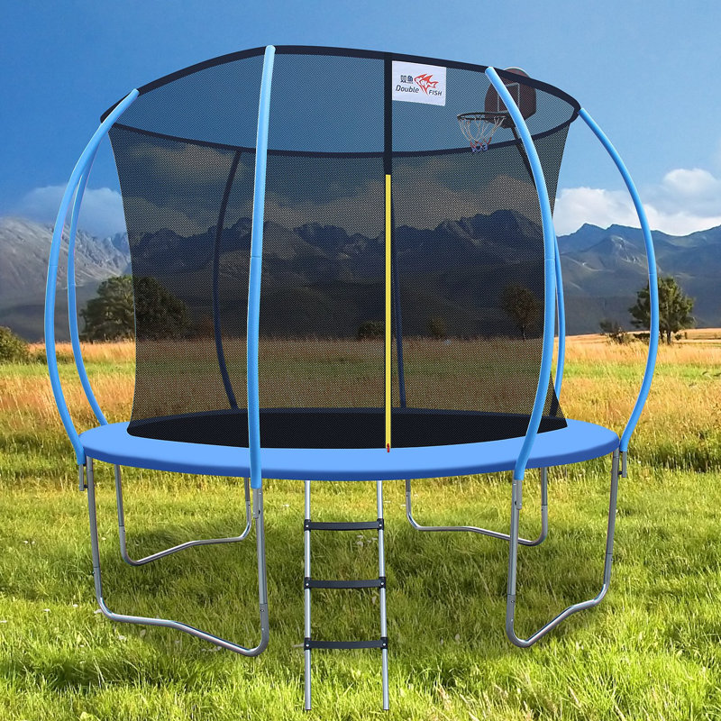DOUBLE POISSON [Trampoline pliable] Mini trampoline de forme physique pliable avec main courante pour adultes