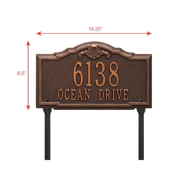 Gatewood Personalized Standard 2-Line Lawn Address Sign, Antique Copper, Yes