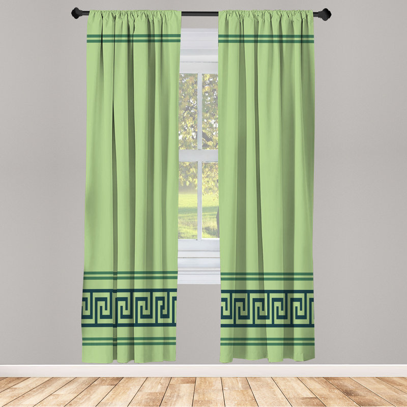 Semi Sheer Curtain Pair, Green/Night Blue, 28" W x 84" L