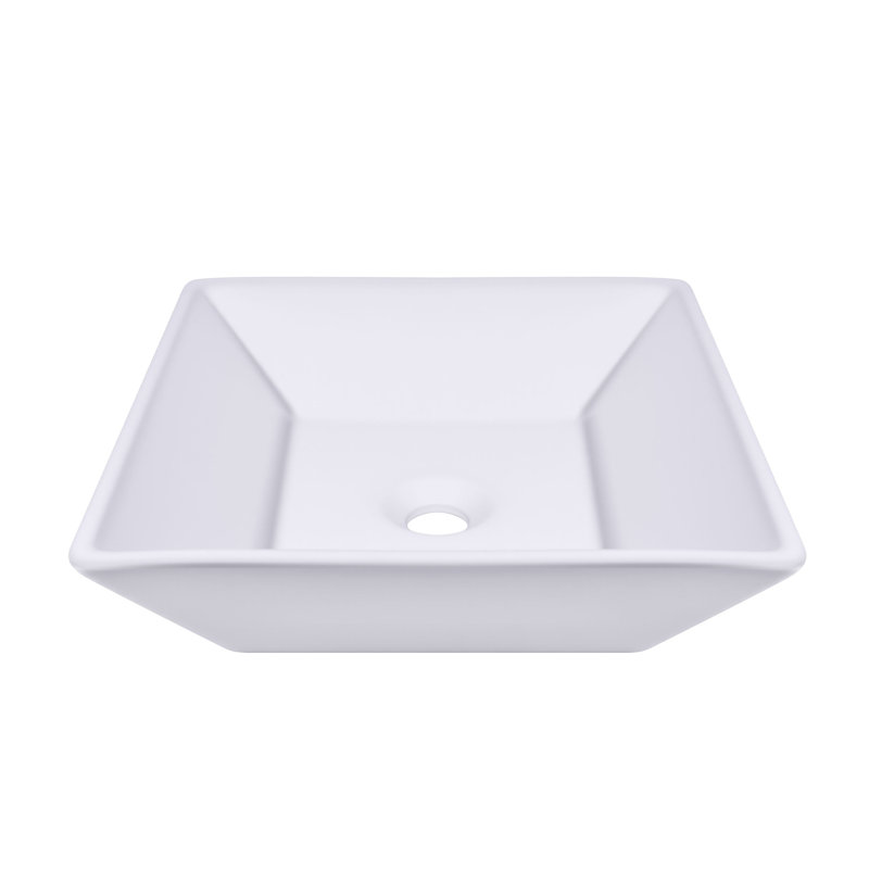 Lavabo de salle de bain carré moderne en céramique blanche 16 po x 16 po x 5 po