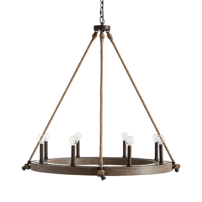 Tybee 8 - Light Dimmable Wagon Wheel Chandelier
