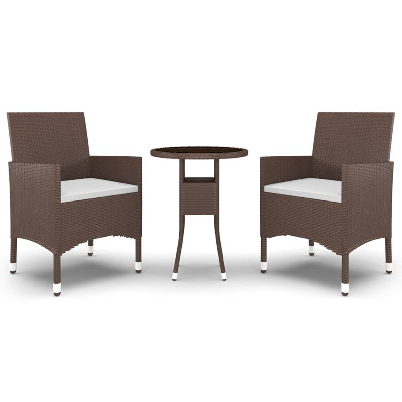 Garden Bistro Set Furniture, Brown, 60 cm table, 2