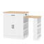 Chariot pour îlot de cuisine extensible avec tiroirs, armoire à deux portes, tablettes ouvertes, conception mobile-378812498