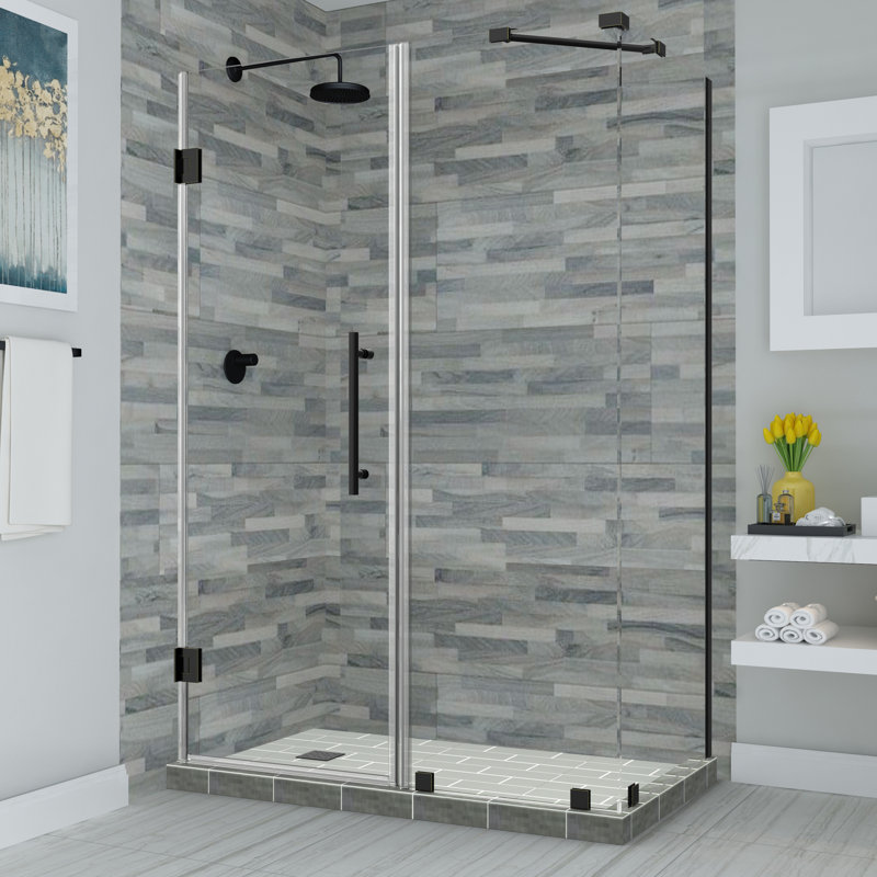 Cabine de douche rectangulaire à charnière sans cadre 60,25 po x 72 po Bromley
