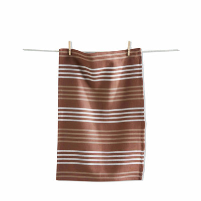 Basket Weave Stripe Dishtowel Set of 6 Teal