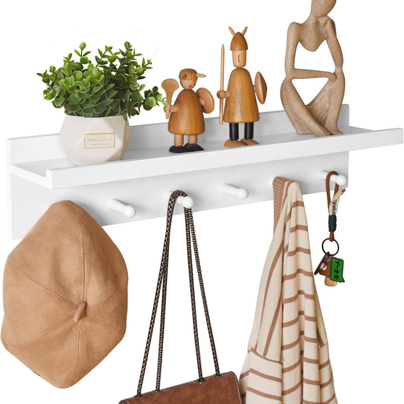 Wood Wall Organizer with Wall Baskets, White