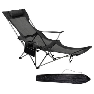Adjustable Folding Recliner Camping Chair – Lightweight Portable Chair With Detachable Footrest, Headrest, Cupholder, And Pocket For Outdoor, Beach, And Garden