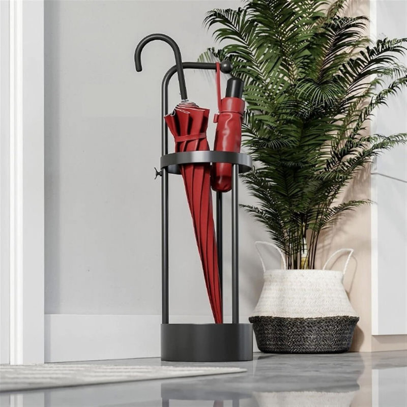 Modern Iron Round Umbrella Stand with Water Storage Tray
