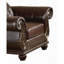 Fauteuil en cuir grainé espresso et finition cerisier