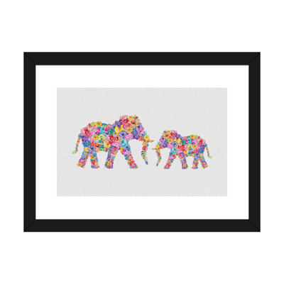Floral Elephants - impression d'art graphique