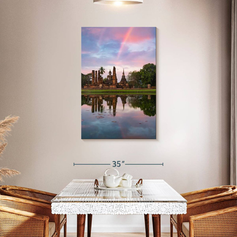 Adella Wat Mahathat Pond Reflection, 45" H x 30" W