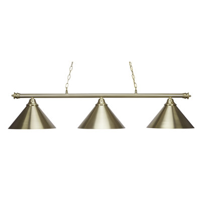 Oxford 3 Light Bar Shown In Bronze Finish With 14” New Age Brass Cone Metal Shades