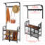 Maximisez l'espace du vestibule - Portemanteau brun rustique 3-en-1 avec rangement pour chaussures, structure en métal robuste