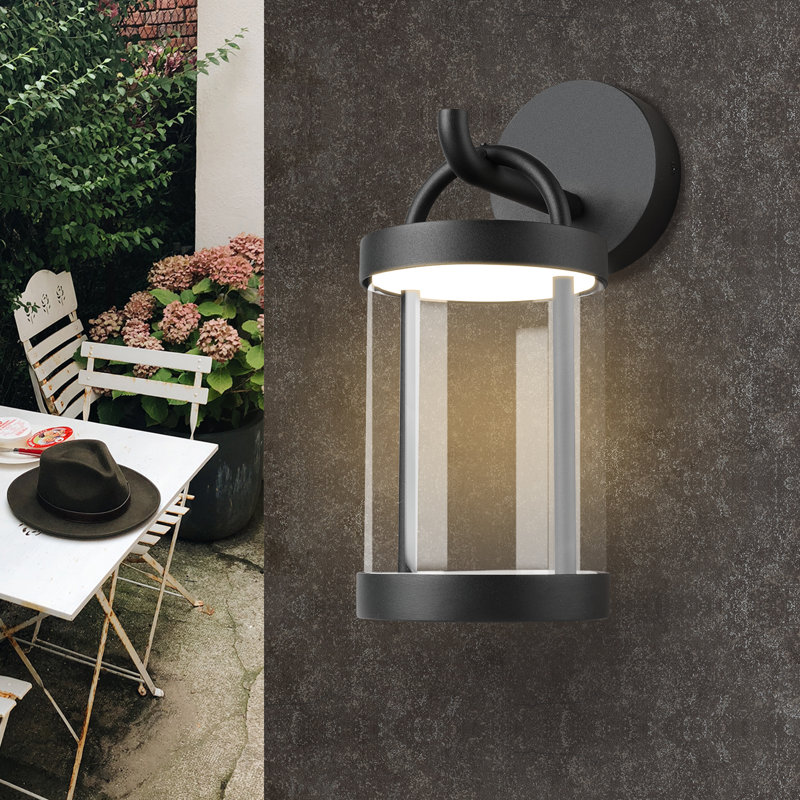 Outdoor Wall Sconce Lantern Exterior IP54 Waterproof LED Wall Light Classic Wall Lamp Round Lighting, Gray