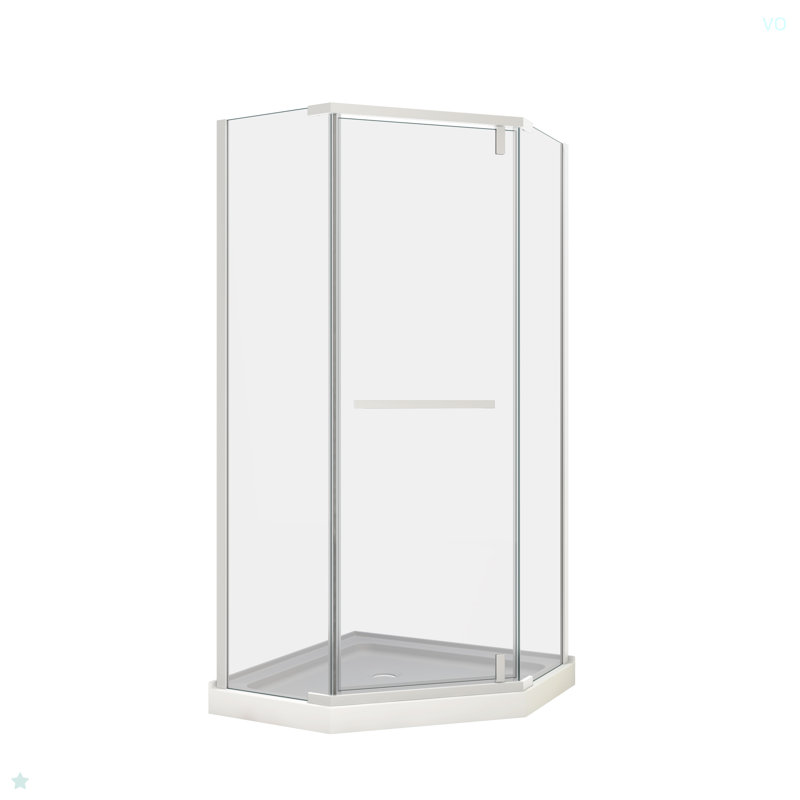 Porte de douche pivotante, avec verre trempé 1/4 po, cabine de douche néo-angle sans cadre 34,75 po x 72 po