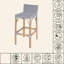 Tabouret de bar à dossier bas en rotin de 30 po de hauteur Estella, gris et blanc-836956-836953