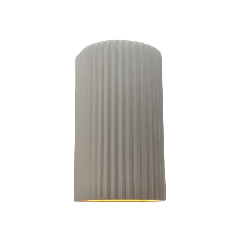 Applique murale en céramique Beda, Blanc mat / or champagne, H 12,5 po x l 7,75 po x P 4 po