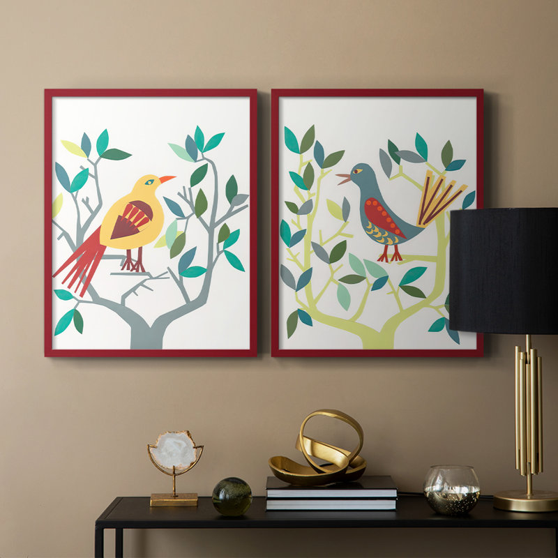 WhittyBird III - reproduction encadrée de qualité supérieure - prête à être accrochée - aucun clou requis - aucun clou requis