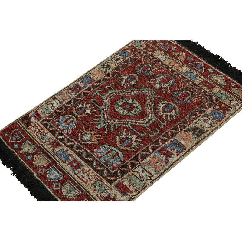 Burano Hand Knotted Wool Geometric Area Rug, Runner 3' x 8'