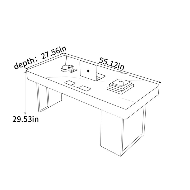 Bureau italien de luxe minimaliste italien, H 29,53 po x l 55,12 po x P 27,56 po