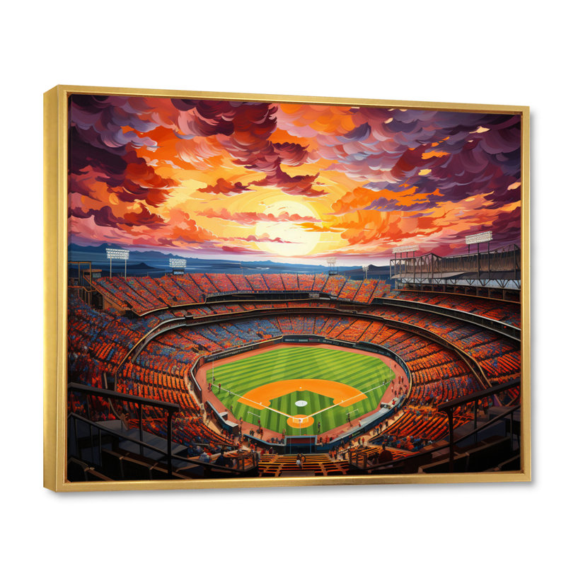 Abstract Baseball Stadium IV - Architecture Canvas Prints, Cadre flottant doré, H 30 po x l 40 po x P 1,5 po