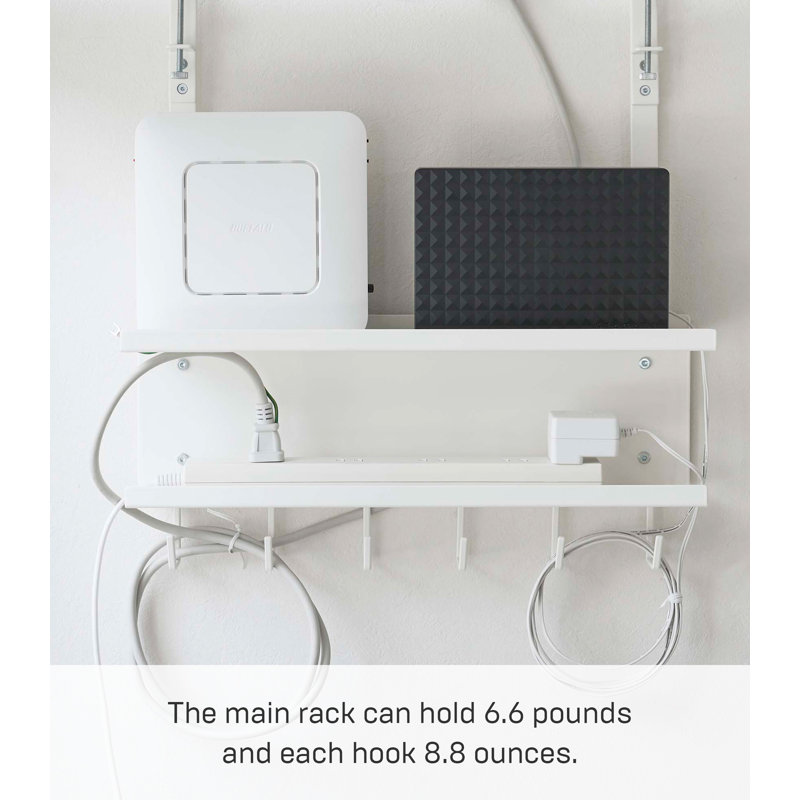 White Metal Under-Desk Cable and Router Storage Rack