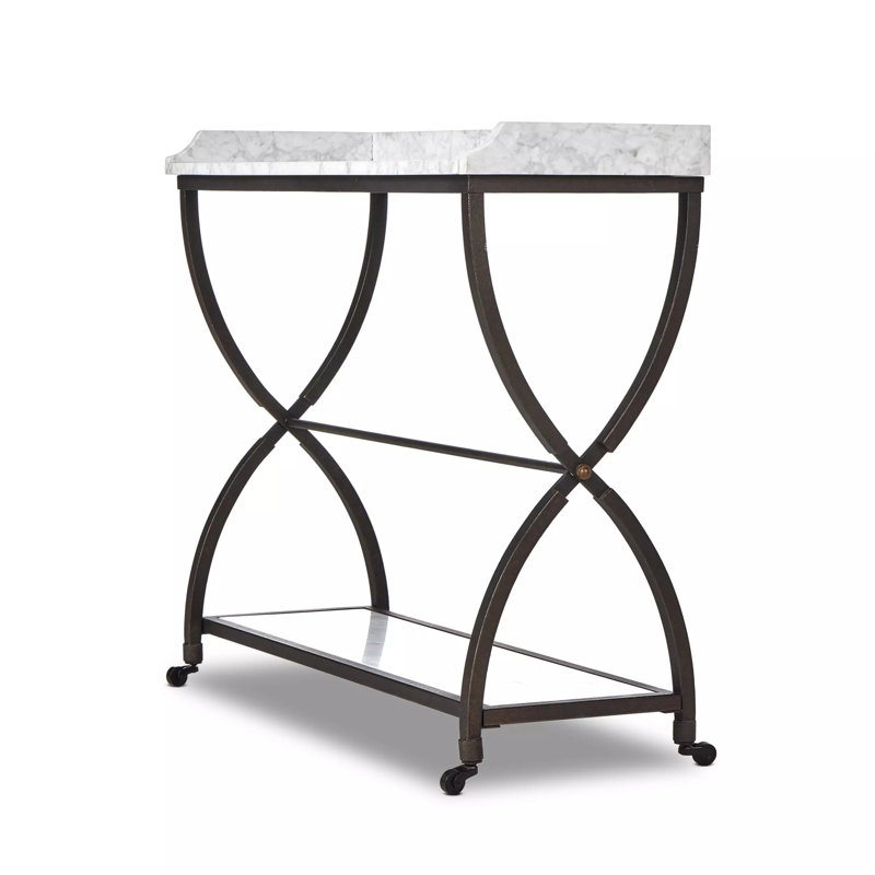 Six Beers 43'' W Console Table, White, Brown