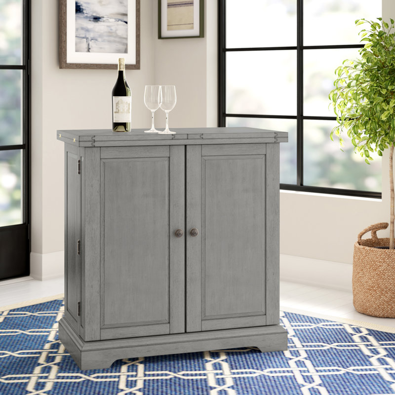 Rheingold 36'' Solid Wood Bar Cabinet, Antique Gray