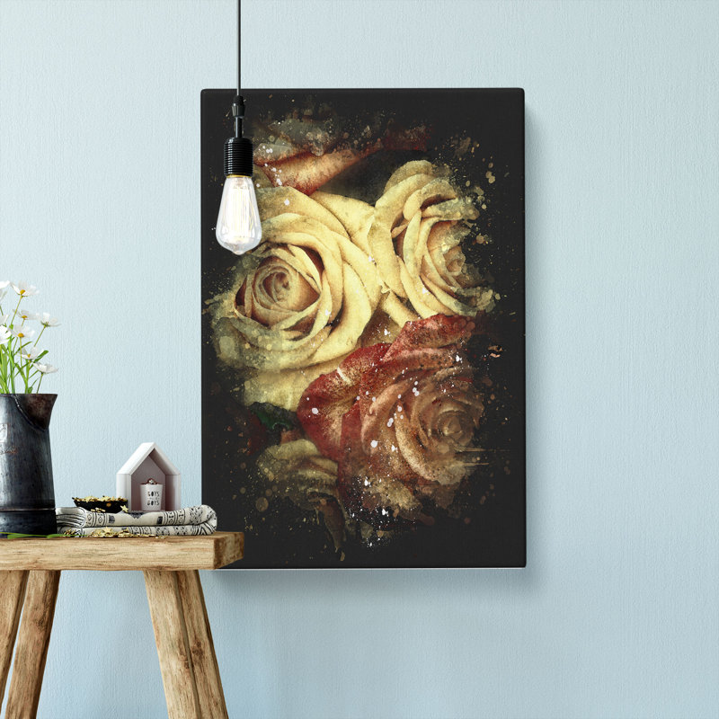 View Of The Roses - Wrapped Canvas, 45cm H x 30cm W x 4cm D, Brown/Black