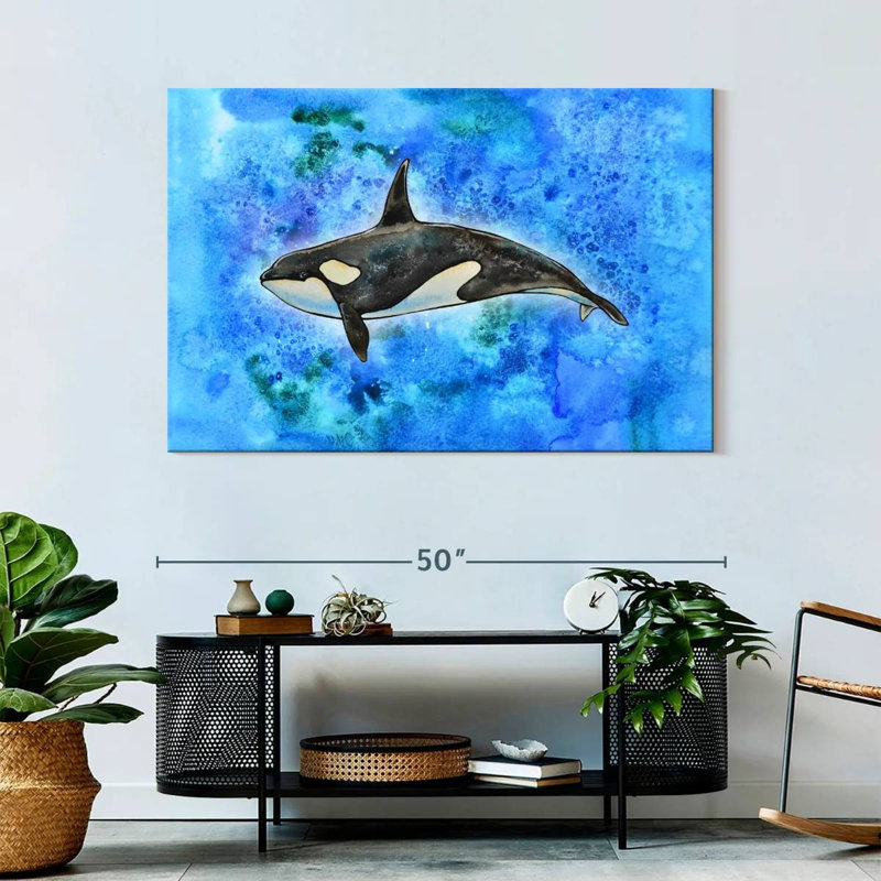 Brampt Orca On Blue, 32'' H x 48'' W