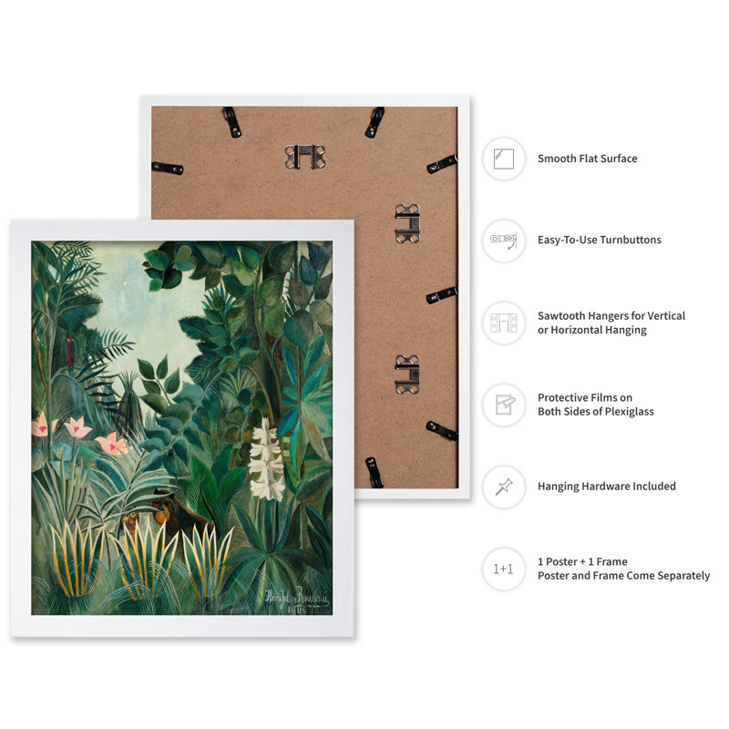 Henri Rousseau - Jungle équatoriale No2, Poster, 24"H x 32"W, White Framed