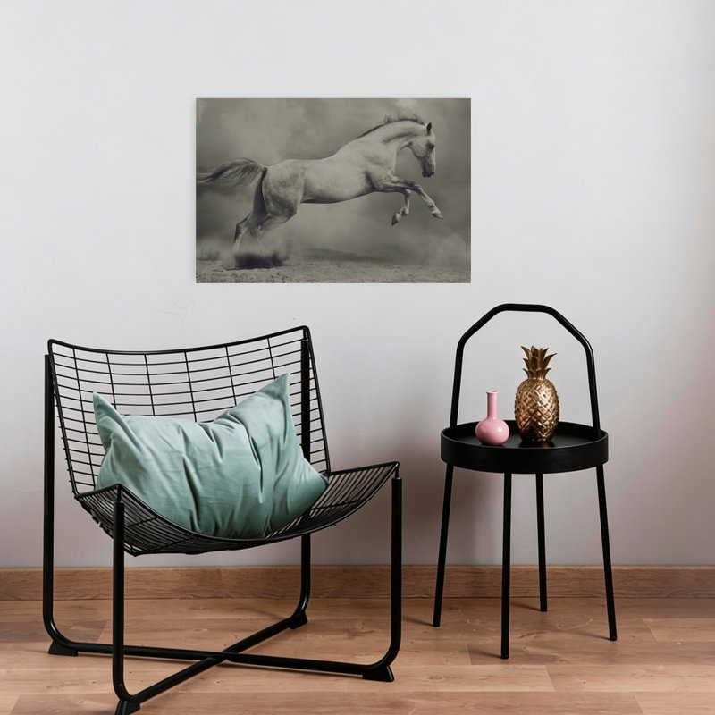 «Leaping Horse Dust», art mural cheval contemporain, 16" H x 24" W