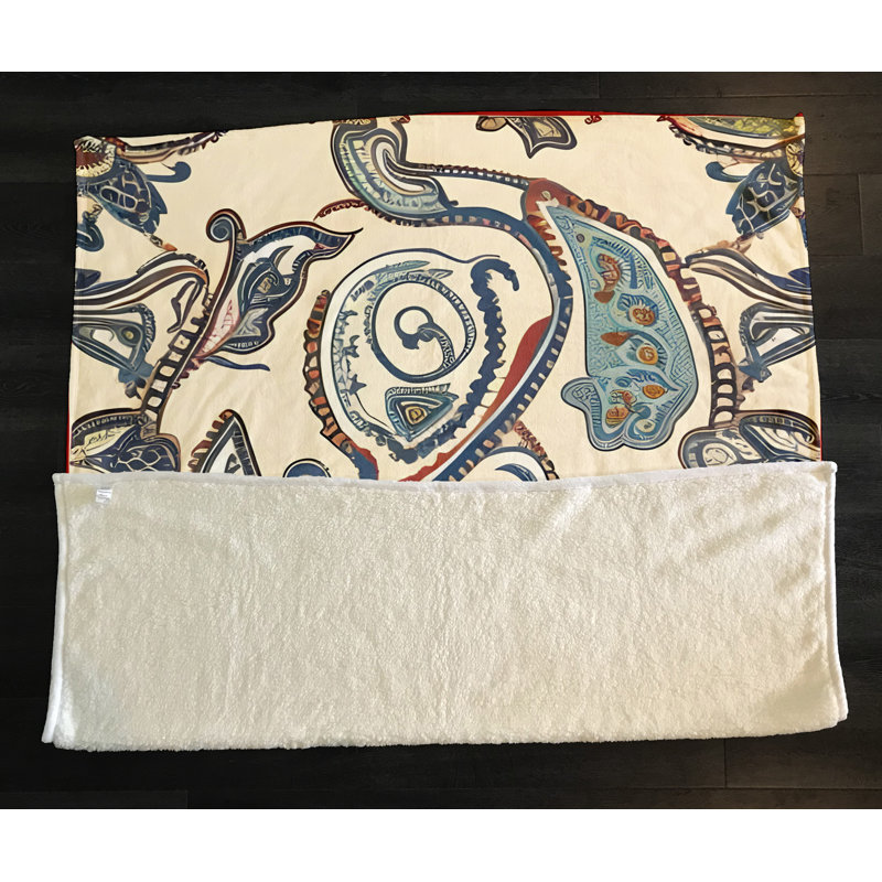 Throw Blanket, 51" W x 60" L, Paisley/Abstract, Orange/Blue/Beige