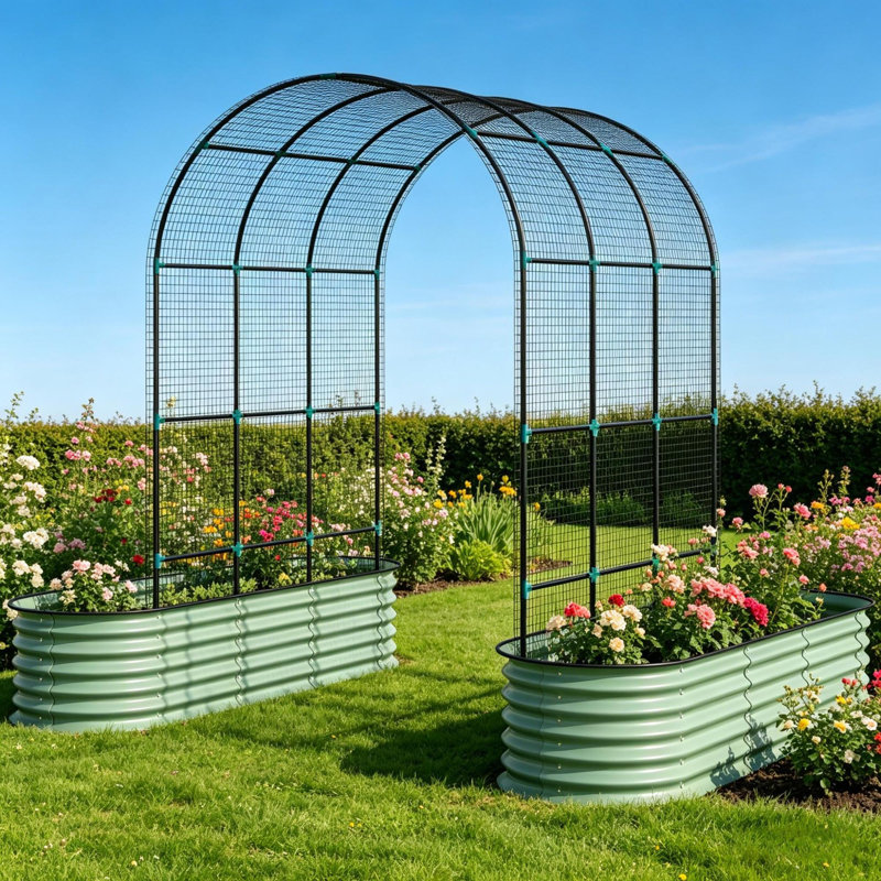 Jardinières multifonctionnelles, grande arche moderne en acier galvanisé pour le jardin