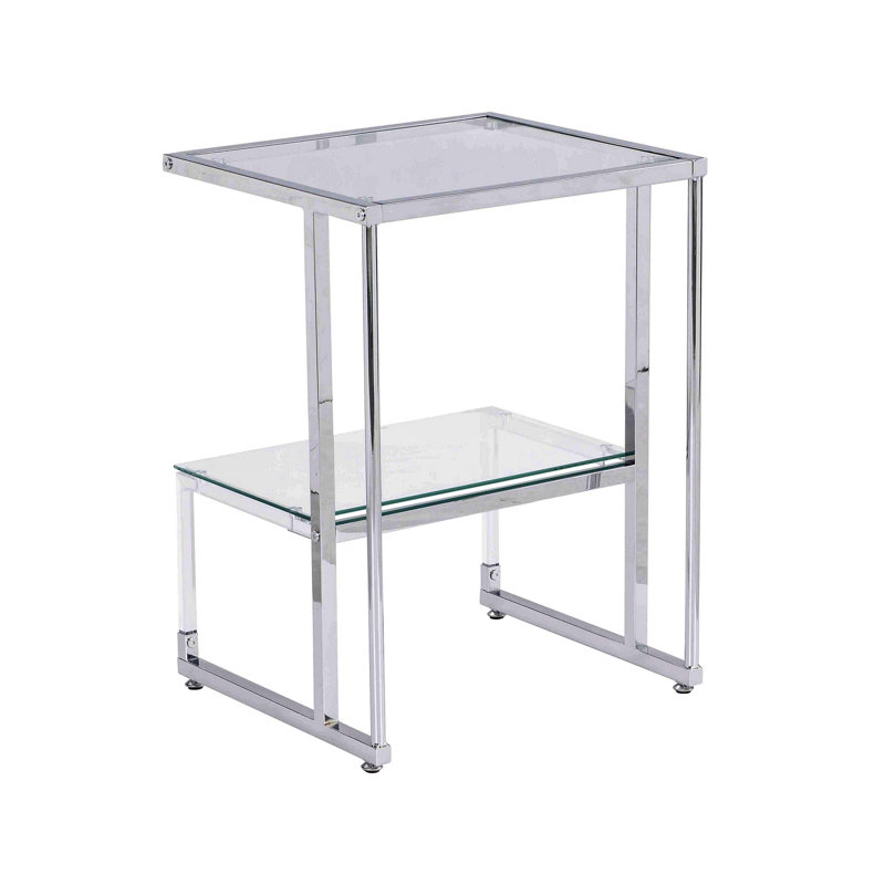 Kazbek 17.72'' Glass Top Console Table, Chrome