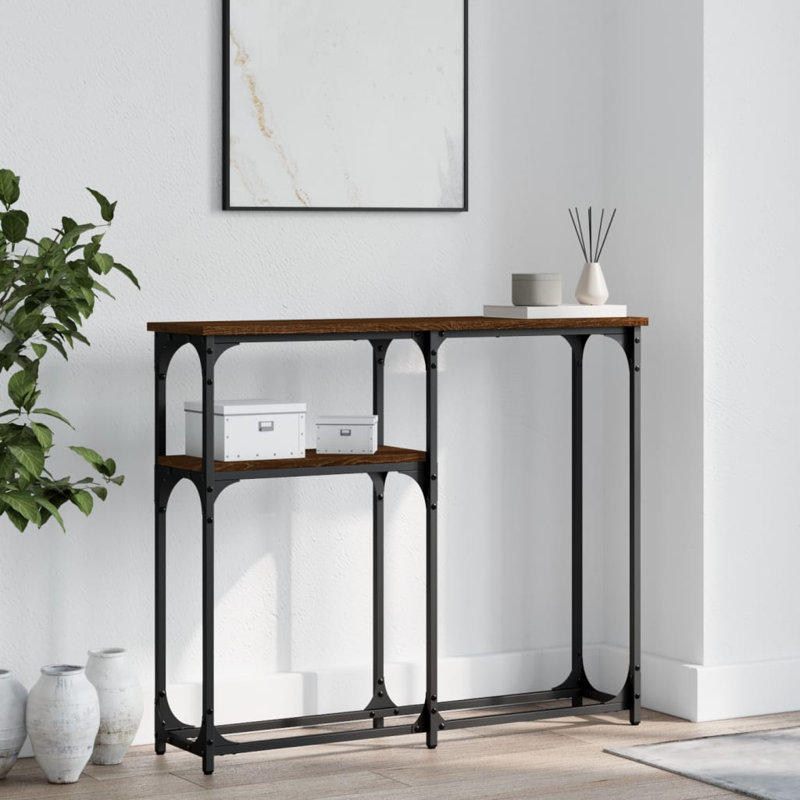Console Table, 75cm H x 90cm W x 22.5cm D, Brown Oak