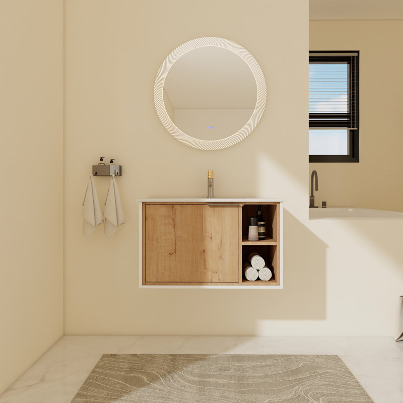 Ensemble de meuble-lavabo simple 30,03 po avec plateau en céramique Rehmati